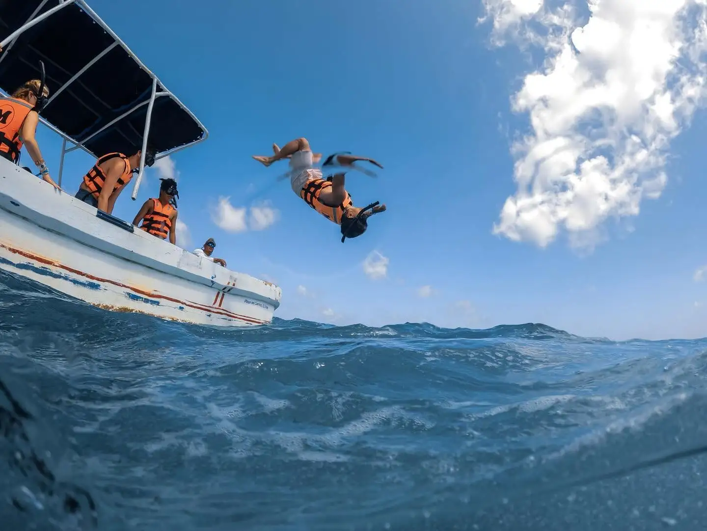 backflip off boat into ocean